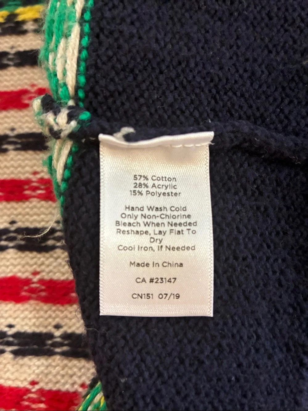 Talbots Navy Multicolor Fair Isle Open Front Shawl Collar Cardigan - Picture 6 of 6